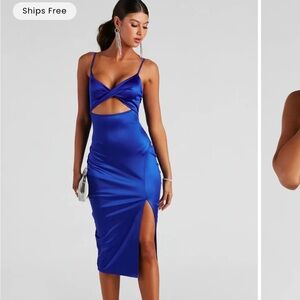 Satin Navy Slip Dress